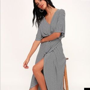 Lush black and white striped knotted Maxi dress